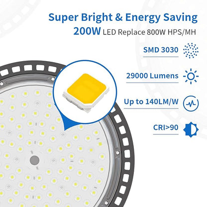 2 Pack UFO LED High Bay Light 200W, 29000 LM, 5000K - Image 3