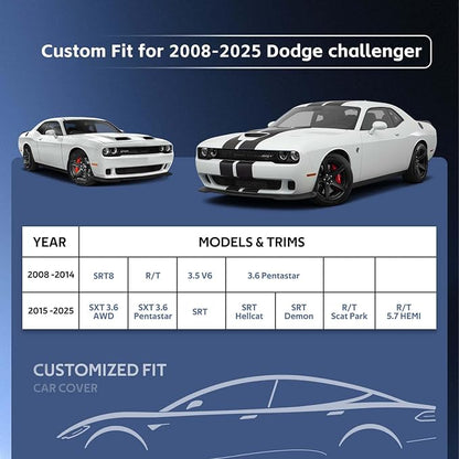 10 Layers Car Cover Custom Fit for Dodge Challenger SRT Hellcat Demon, - Image 3