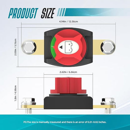 Side Post Battery Disconnect Switch, On/Off Battery Power Cut Off Switch 275A - Image 2