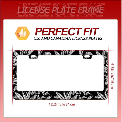 Black White Tropical Leaf License Plate Frame License Plate Stainless Steel - Image 7
