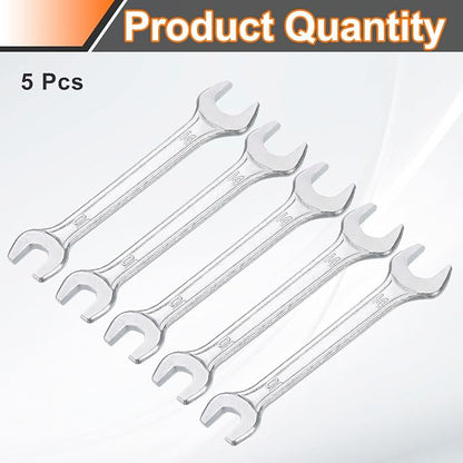 HARFINGTON 5pcs Double Open End Wrench 10mm x 14mm Metric 15 Degree Offset - Image 3