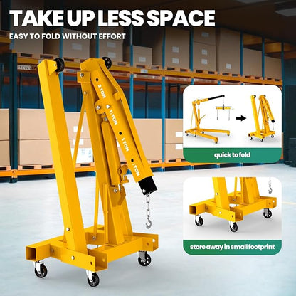 Engine Lift with Load Leveler, 2T Heavy Duty Alloy Steel Folding Cherry Picker - Image 9