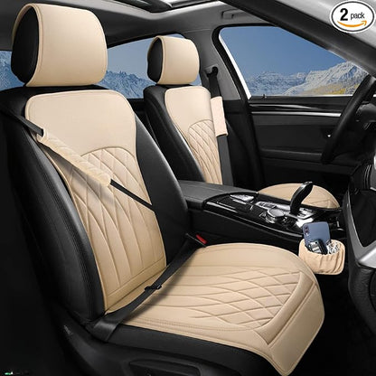 2 Pack Leather Front Car Seat Covers, Universal Sideless Car Seat Protectors by BEITK