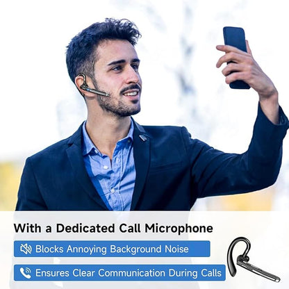 Bluetooth Headset V5.3, 100 Hrs Talk Time Single-Ear Earphone, CVC8.0 Noise - Image 2