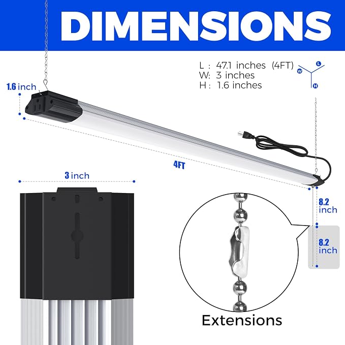 Barrina LED Shop Light for Garage, 5000K Linkable Light Fixture for Workshop - Image 7