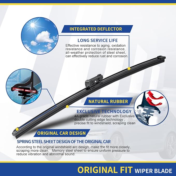 3 Wipers Factory Replacement For 2018-2021 2022 VW Volkswagen Tiguan /2019 2020 - Image 4