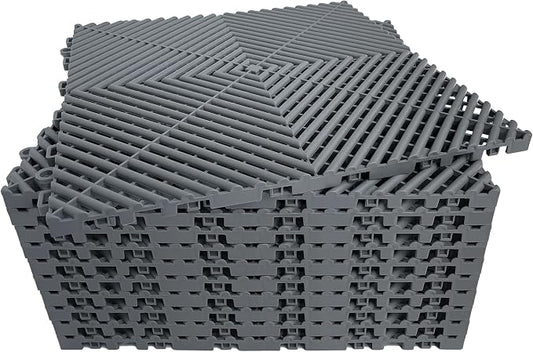 24 Pack 16"x16" Interlocking Garage Floor Tiles by HTWELL