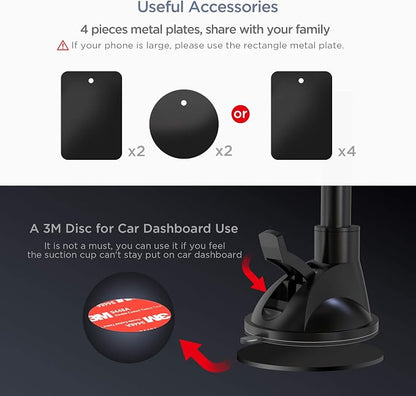 IPOW Long Arm Universal Magnetic Cradle Windshield Dashboard Cell Phone Mount - Image 6