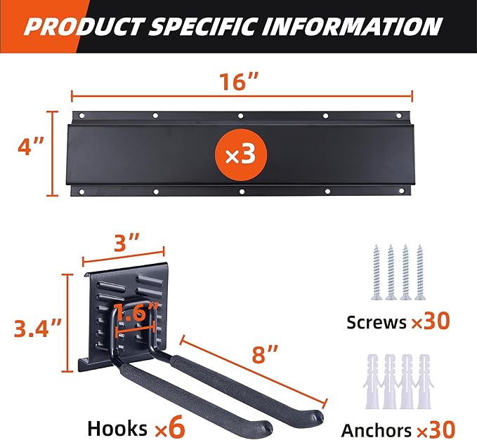 Garage Tool Organizer Wall Mount 48", Garage Wall Organizer 400 lbs, Heavy Duty - Image 5