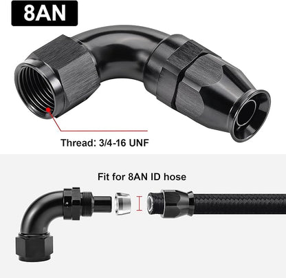 EVIL ENERGY 8AN 90 Degree PTFE One Piece Full Flow End Hose Fitting Aluminum - Image 4
