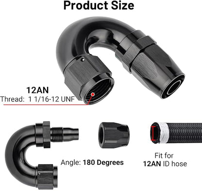 EVIL ENERGY 12AN 180 Degree One Piece Full Flow Hose End Fitting Swivel - Image 2