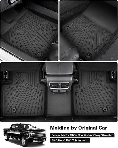Powerty 3D Floor Mats for 2019-2025 Chevrolet Silverado 1500 & GMC Sierra 1500 - - Image 2