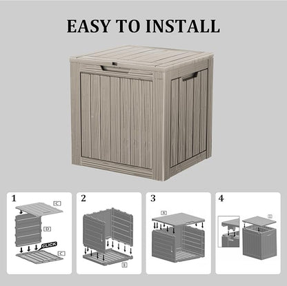 35 Gallon Lockable Resin Deck Box, Waterproof & UV-Resistant Outdoor Storage Box - Image 6