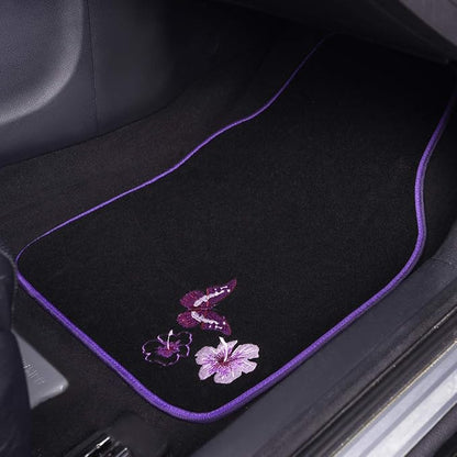 CAR PASS Embroidery Butterfly and Flower Car Floor Mats, Universal Fit 95% - Image 6