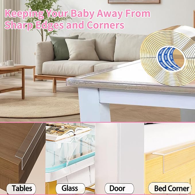 Clear Soft Corner Protectors for Furniture Strip, 1.4in x13FT, Sharp Edge & - Image 6