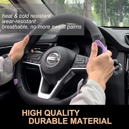 PINCTROT D Shaped Comfy Grip Steering Wheel Cover, Anti-Slip Design, Flat - Image 3