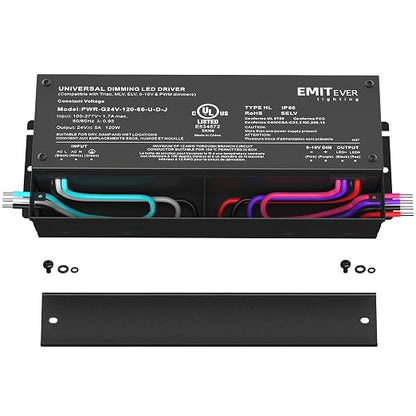 EMITEVER 120W Dimmable LED Driver, 24V Triac Dimmable Power Supply, AC to DC - Image 2