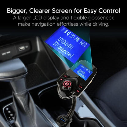 ONN Upgraded 2025 Car Bluetooth FM Transmitter – 1.44" Display, Flexible - Image 4