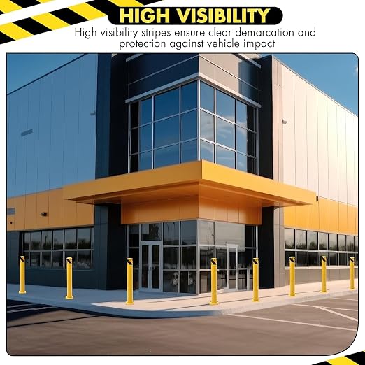 6 Pack Safety Bollard Post, 42 Inch Height 4.5 Inch Diameter Yellow Pipe Safety - Image 5