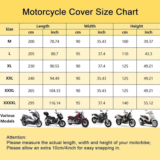 Motorbike Cover for Outside Storage, Waterproof Motorcycle Scooter Moped Cover - Image 2