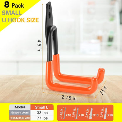 8 Pack Heavy Duty Garage Hooks Storage Organizer Wall Mount Power and Garden - Image 3