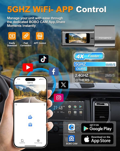 Dash Cam Front and Rear 4K, Built-in 5GHz WiFi - Image 3