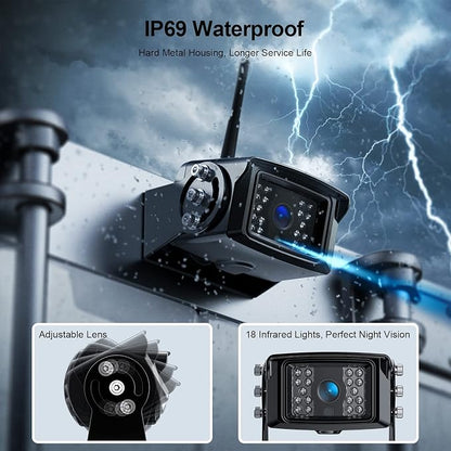 Fookoo HD 1080P 9" Wireless Backup Camera System, 9-inch Dual/Quad Split - Image 8