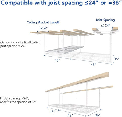 FLEXIMOUNTS 3x8 Overhead Garage Storage Rack, Adjustable Storage Organization - Image 3