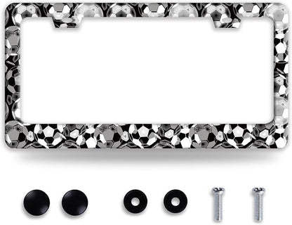 Personalise Soccer Ball Pattern License Plate Frame Funny License Plate Auto by NINANMY