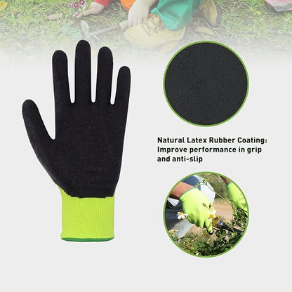 HANDLANDY 3 Pairs Kids Gardening Gloves Latex Free, Nitrile Coated Children - Image 3