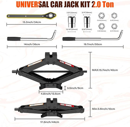 Scissor Jack for Car, 2 Ton Car Jack Kit for Sedan, Universal Tire Changing Kit - Image 7