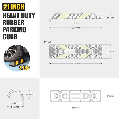 Heavy-Duty Rubber Parking Curbs, Parking Garage Floor Stoppers - Image 2