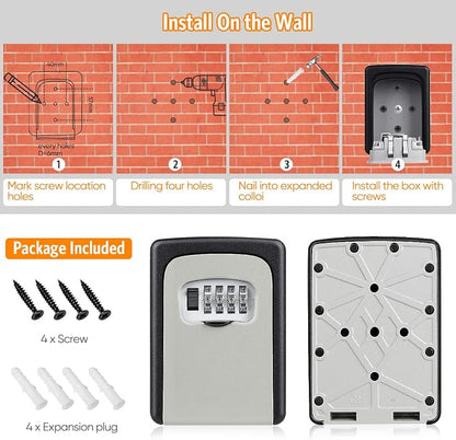 Key Lock Box Wall Mounted, Fayleeko 4 Digit Combination Lockbox - Image 5