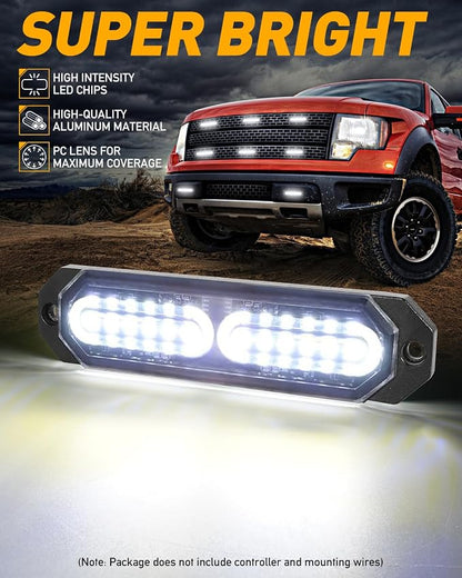 HLauto 1200T Emergency Strobe Grille Lights: 8pcs 12 LED Sync Feature Safety - Image 2