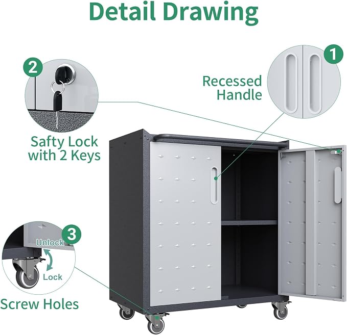 Metal Tool Cabinet, Garage Storage Cabinet System, Wall Cabinet & Locking - Image 4