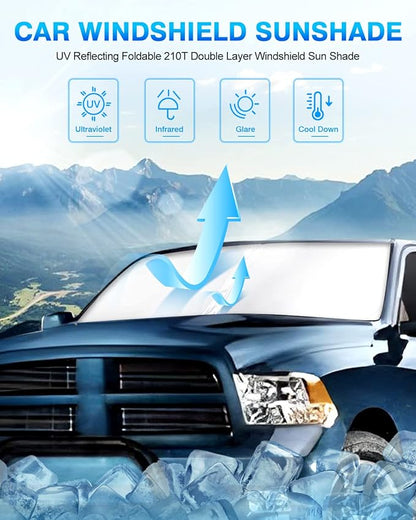 KUST Windshield Sun Shade for Ram 1500 2011-2018 Window Shade Sun Visor Cover - Image 2