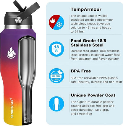 SENDESTAR 40oz Water Bottle Wide Mouth Stainless Steel Vacuum Insulated Double - Image 3