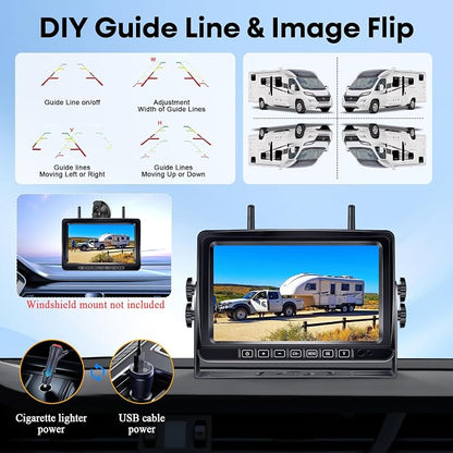 Dual RV Backup Camera Wireless for Trailer: Easy Setup Solar RV Rear View Camera - Image 7