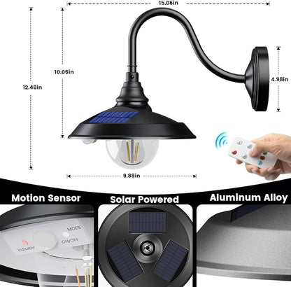 SIEDiNLAR Solar Barn Light Outdoor 3 Modes 2 Lighting, Aluminum Vintage - Image 3