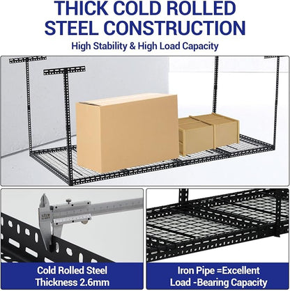 4x8 FT Overhead Garage Storage Rack, Steel Ceiling Storage Rack - Image 4