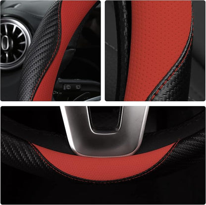 Car Steering Wheel Covers for Women Girl Padded Carbon Fiber PU Leather Cute - Image 6