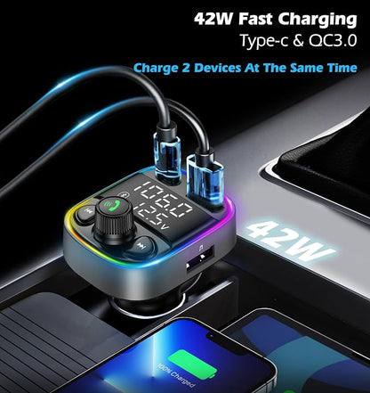 LIHAN AUX USB C Bluetooth Car Adapter, Wireless Handsfree Call, FM Transmitter - Image 4