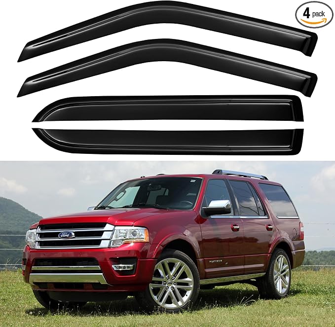 Window Visors Rain Guards for 1997-2017 Ford Expedition, Out-Channel Window by YQAUTEC
