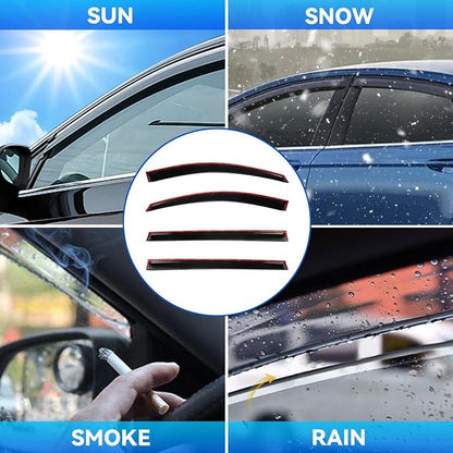 4pcs Front+Rear Smoke Tint Sun/Rain Guard Outside Mount Tape-On Vent Window - Image 3