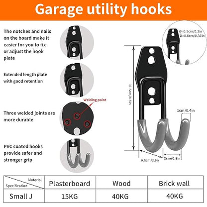 3-H Garage Wall Hooks 10 Pack, Heavy Duty Garage Hooks - Image 5