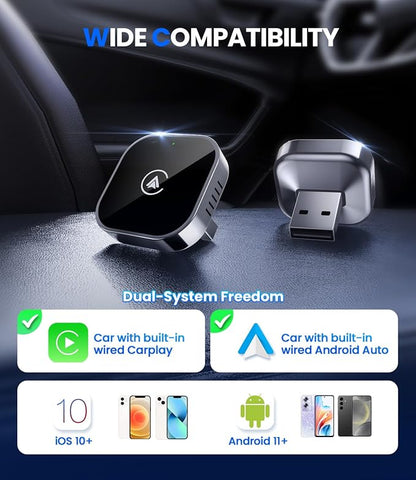 Teeran 2 in 1 Wireless CarPlay and Android Auto Adapter, Easy Setup Plug and - Image 8
