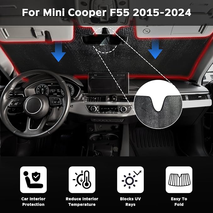Windshield Sun Shade for BMW Mini Cooper F55 2015-2024 - Image 2