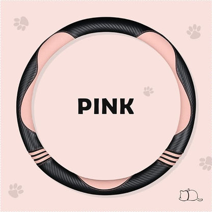 Car Steering Wheel Covers for Women Girl Padded Carbon Fiber PU Leather Cute - Image 3