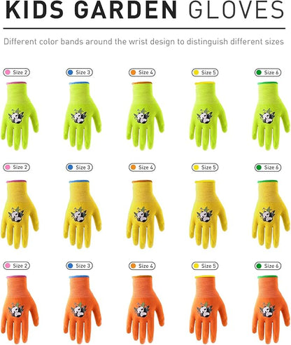 HANDLANDY 3 Pairs Kids Gardening Gloves Latex Free, Nitrile Coated Children - Image 7
