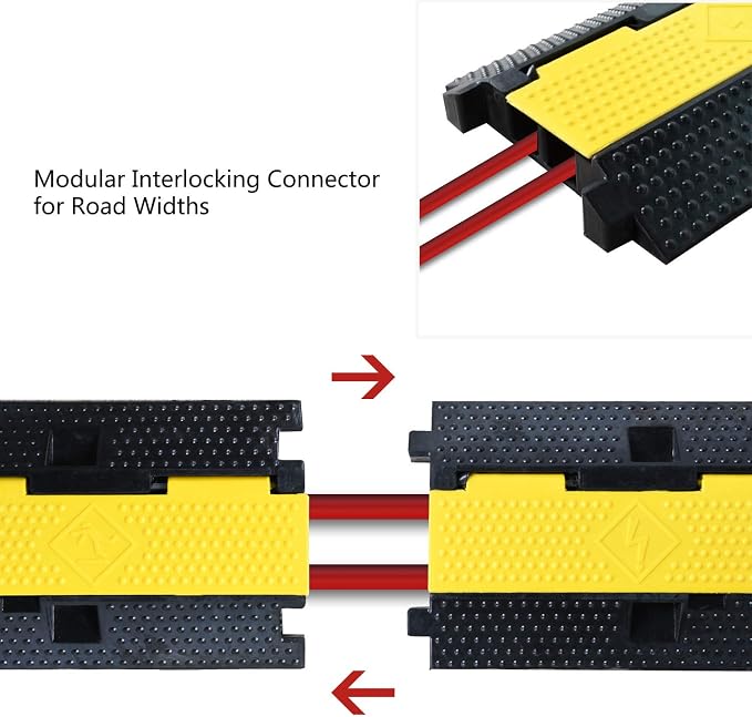 1 Pack Rubber Cable Ramp Hose Cable Protector Ramp 2 Channel 22000Lbs Load - Image 4